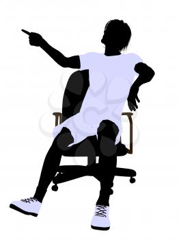 Royalty Free Clipart Image of a Tennis Player in a Chair