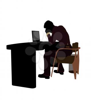 Royalty Free Clipart Image of a Man at a Desk