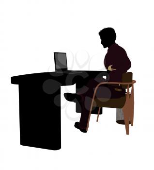 Royalty Free Clipart Image of a Man at a Desk