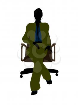 Royalty Free Clipart Image of a Woman Sitting in a Chair