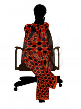 Royalty Free Photo of a Woman in Pyjamas Sitting in a Chair