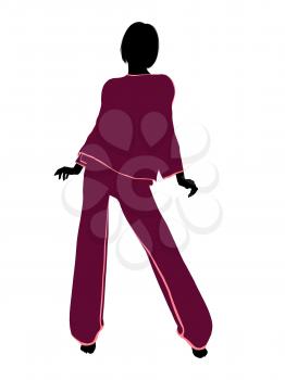 Royalty Free Clipart Image of a Woman in Pyjamas