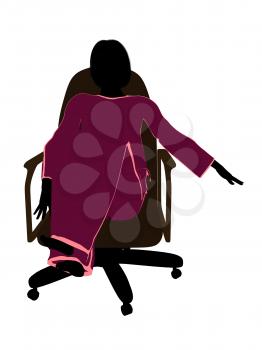 Royalty Free Clipart Image of a Girl in Pyjamas Sitting in a Chair