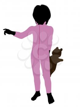 Royalty Free Clipart Image of a Boy With a Teddy Bear