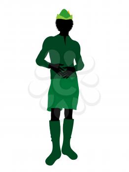 Royalty Free Clipart Image of a Silhouetted Peter Pan