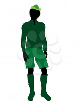 Royalty Free Clipart Image of a Silhouetted Peter Pan