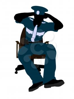 Royalty Free Clipart Image of a Policeman on a Chair