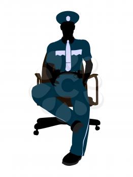 Royalty Free Clipart Image of a Policeman on a Chair