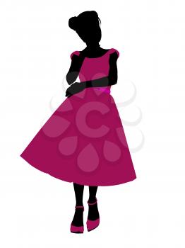 Royalty Free Clipart Image of a Girl in a Prom Dress