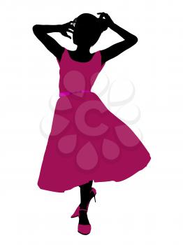 Royalty Free Clipart Image of a Girl in a Prom Dress