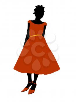 Royalty Free Clipart Image of a Girl in a Formal Dress