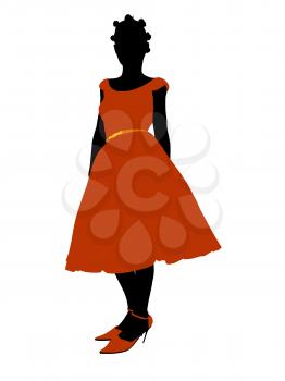 Royalty Free Clipart Image of a Girl in a Formal Dress