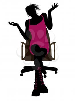 Royalty Free Clipart Image of a Girl on a Chair