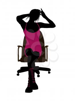 Royalty Free Clipart Image of a Girl on a Chair