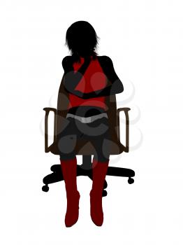 Royalty Free Clipart Image of a Woman Sitting in an Office Chair