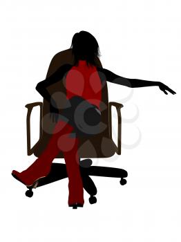 Royalty Free Clipart Image of a Woman Sitting in an Office Chair