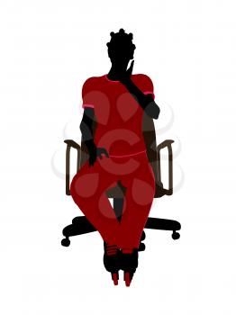 Royalty Free Clipart Image of a Woman Wearing Roller Blades Sitting in a Chair