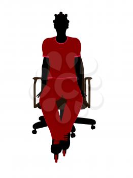 Royalty Free Clipart Image of a Woman Wearing Roller Blades Sitting in a Chair