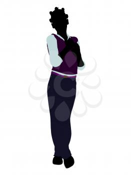 Royalty Free Clipart Image of a Girl in a Vest