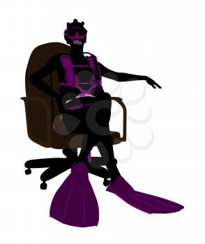Royalty Free Clipart Image of a Scuba Diver in a Chair