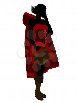 Royalty Free Clipart Image of a Girl in a Red Cape