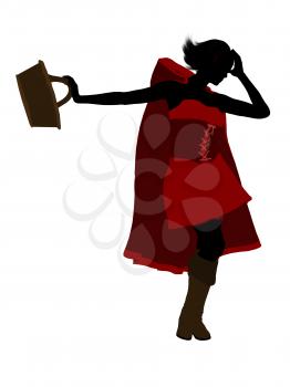 Royalty Free Clipart Image of a Girl in a Red Cape