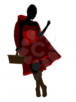 Royalty Free Clipart Image of a Woman in a Red Cape