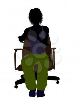 Royalty Free Clipart Image of a Young Person in an Office Chair