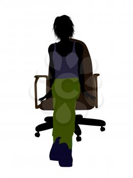 Royalty Free Clipart Image of a Young Person in an Office Chair