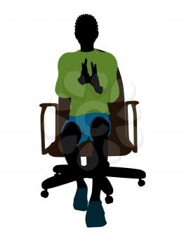 Royalty Free Clipart Image of a Boy in an Office Chair