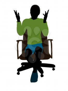 Royalty Free Clipart Image of a Boy in an Office Chair