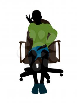 Royalty Free Clipart Image of a Boy in an Office Chaird