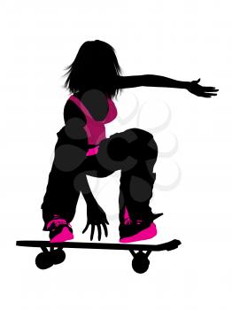 Royalty Free Clipart Image of a Girl Skateboarding