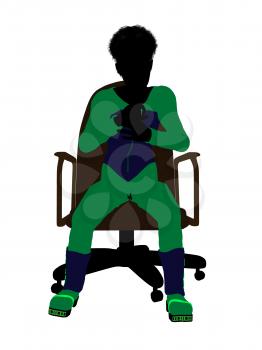 Royalty Free Clipart Image of a Boy Sitting in a Chair