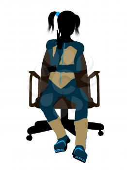 Royalty Free Clipart Image of a Girl in a Chair