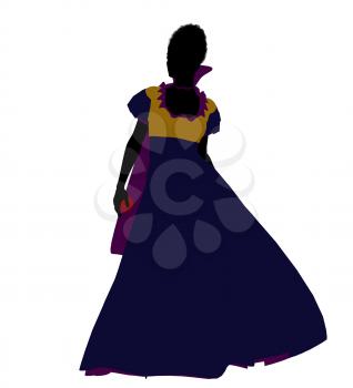 Royalty Free Clipart Image of a Woman in a Gown Holding an Apple