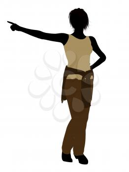 Woman casually dressed silhouette on a white background