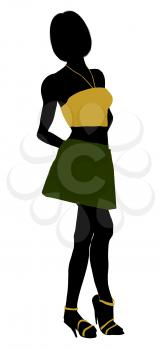 Royalty Free Clipart Image of a Girl in a Short Skirt