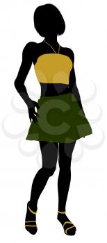 Royalty Free Clipart Image of a Girl in a Short Skirt