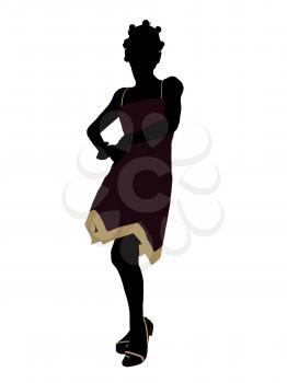 African American teenager silhouette on a white background