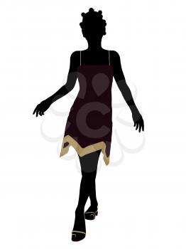 African American teenager silhouette on a white background