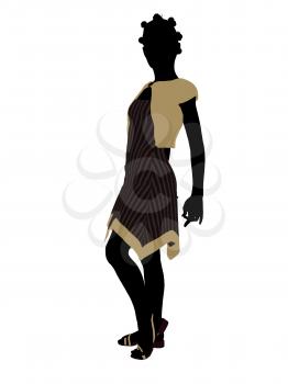 Royalty Free Clipart Image of a Girl in a Dress