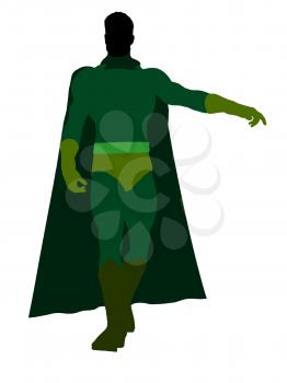 Male super hero silhouette dressed in shorts on a white background