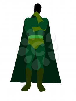 Male super hero silhouette dressed in shorts on a white background