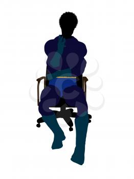 Royalty Free Clipart Image of a Superhero in a Chair