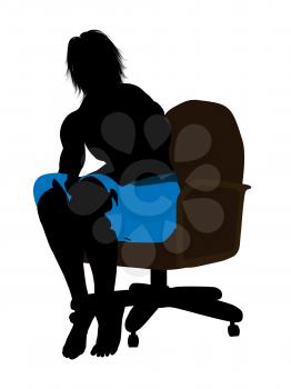 Surfer sitting on a chair silhouette illustration on a white background