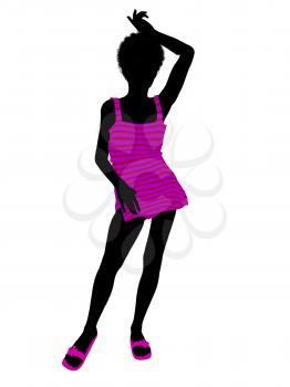 Royalty Free Clipart Image of a Young Girl in Pink