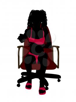 Royalty Free Clipart Image of a Girl in a Bikini Sitting in a Chair