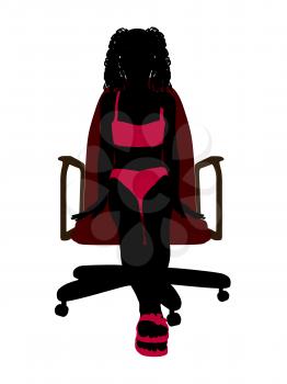 Royalty Free Clipart Image of a Girl in a Bikini Sitting in a Chair