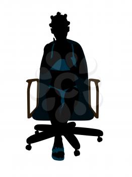 African american teen wearing a swimsuit sitting in a chair illustration silhouette on a white background